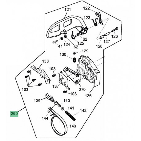 Frein de chaine complet pour tronçonneuse MTD GCS 2500/25 T