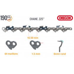 Chaine tronçonneuse Stiga SP 43 et SP 46 (64 maillons - pas .325'')