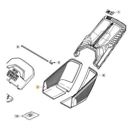 Demi bac de ramassage inférieur gauche pour tondeuse GGP 322486434/0