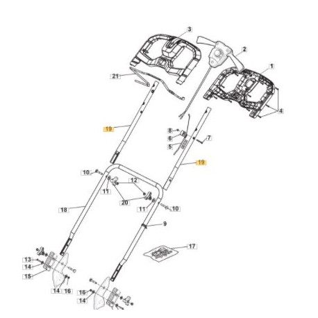 Bras de guidon supérieur 381007584/0 pour tondeuse à batterie GGP 