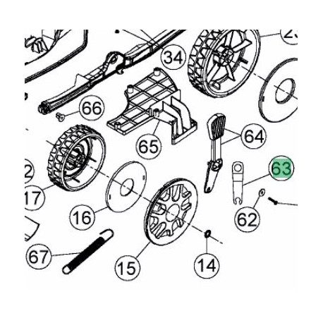 Languette pour levier de hauteur de coupe MTD 38 cm