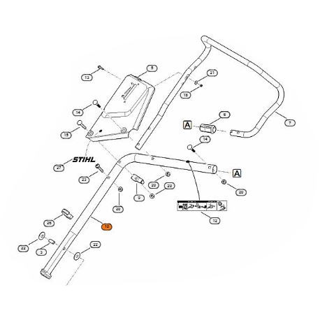 Brancard inférieur tondeuse Stihl RM 650 VE et MB 650 VE