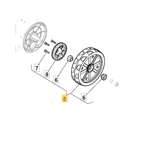 Roue arrière pour tondeuse à gazon tractée. Diamètre 200 mm à bagues