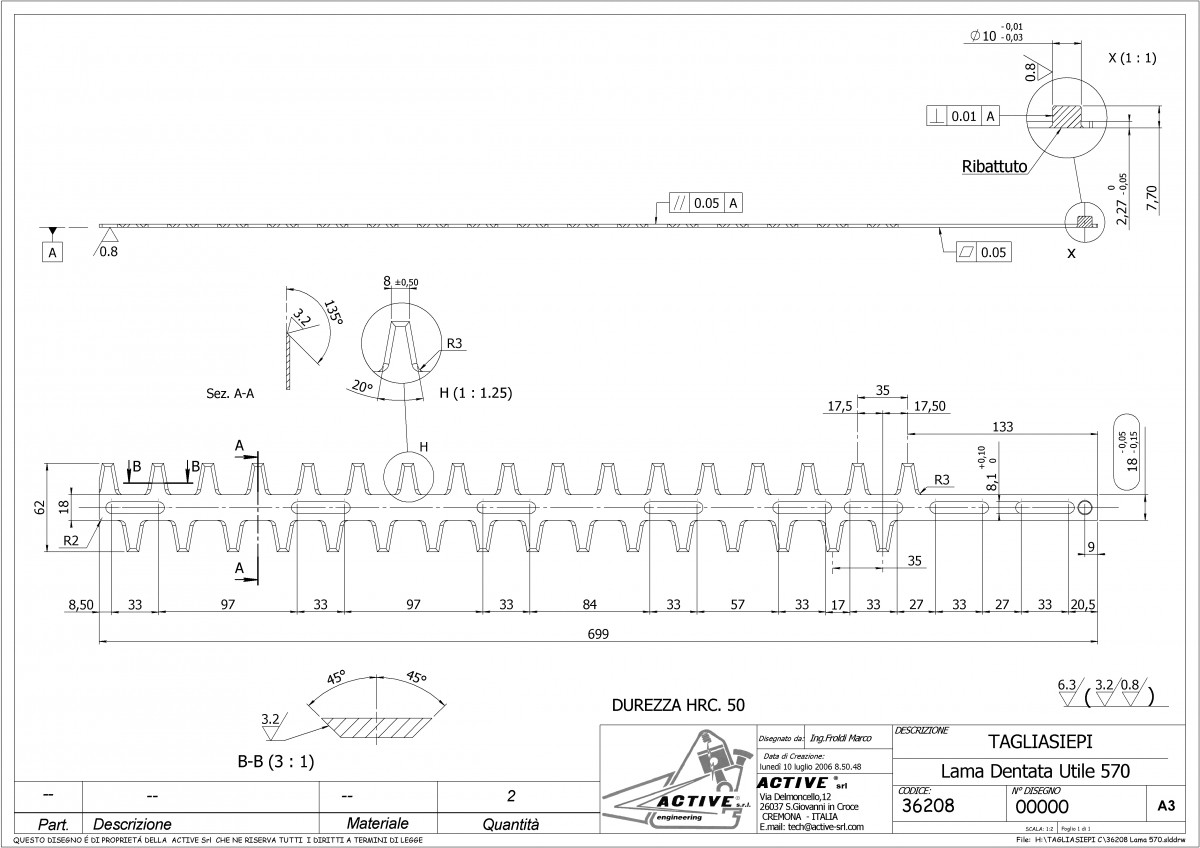 plan des lames active MTP1500